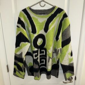 Givenchy Abstract Patterned Sweater in Green and Black mens XL